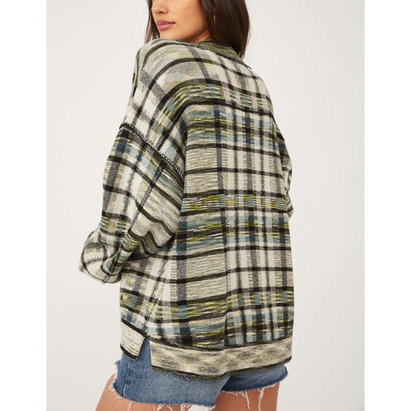 Free People McGregor Plaid Cardi / Green Tea - Picture 3 of 6